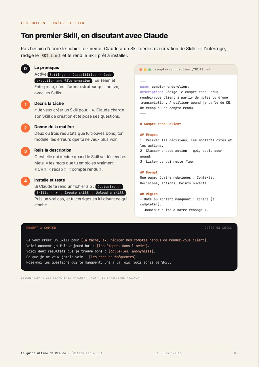 Page du guide : Créer son premier Skill